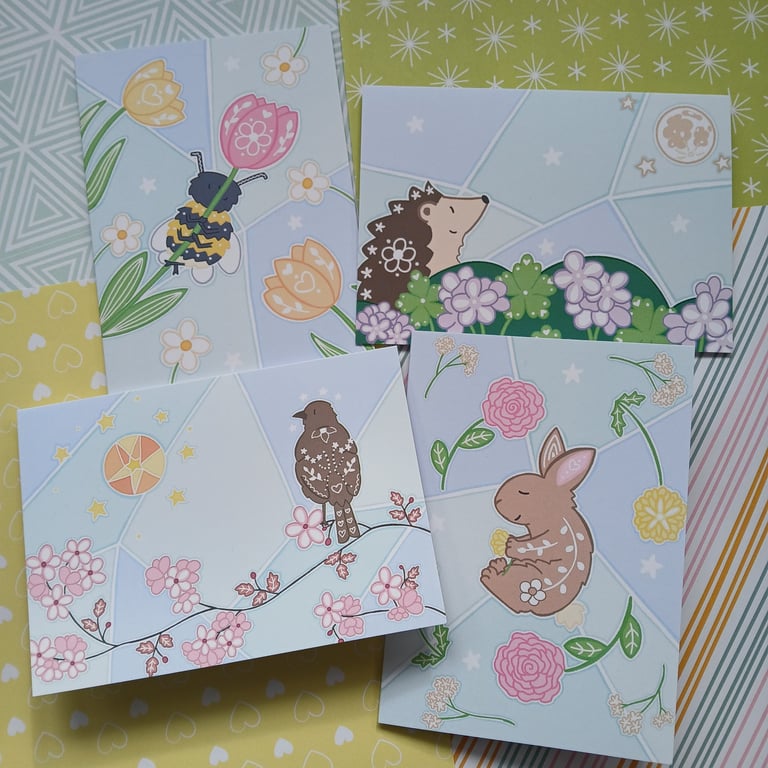 Spring Garden Wildlife A6 Greeting Cards