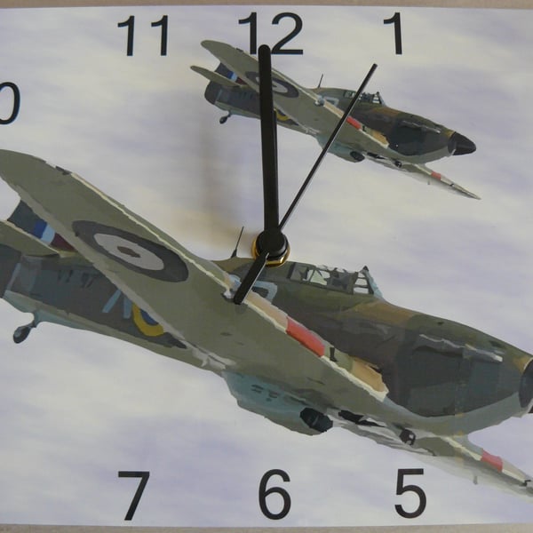 hawker hurricane clock, RAF fighter plane WW11 wall hanging clock