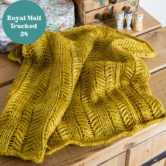 Handknit Cowl in a golden yellow with a slight green cast