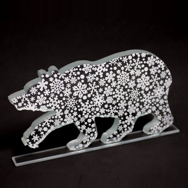 Glass Snowflake Bear Sculpture