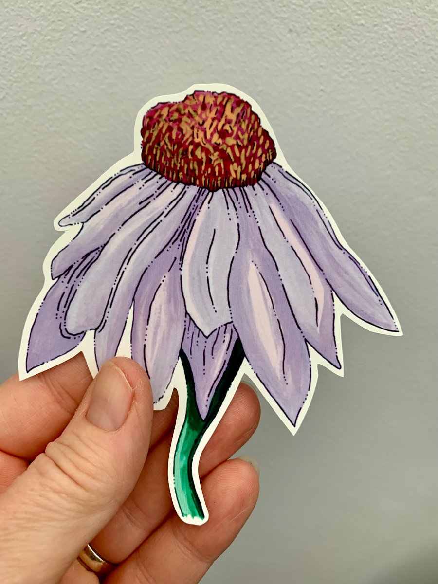 Stickers. Echinacea flower. Handmade. Vinyl. 