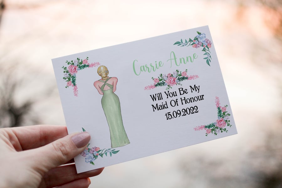 Maid Of Honour Wedding Card, Will You Be My Maid Of Honour Card, Custom Wedding
