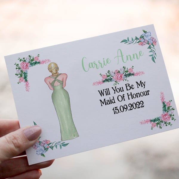 Maid Of Honour Wedding Card, Will You Be My Maid Of Honour Card, Custom Wedding