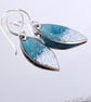 Colourful teal enamel dangle earrings