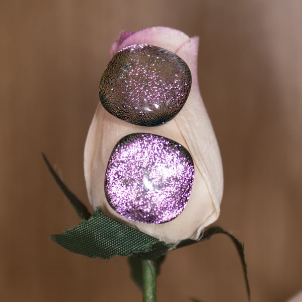 Pale Pink Dichroic Glass Earrings on Sterling Silver Studs - 2065