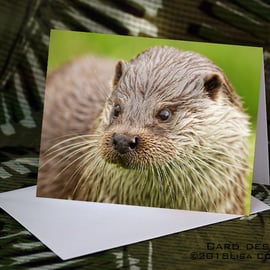 Exclusive Handmade Otter Greetings Card on Archive Photo Paper