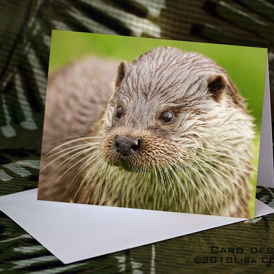 Exclusive Handmade Otter Greetings Card on Archive Photo Paper