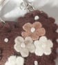 Brown Felt Floral Heart Bag Charm - Image 2