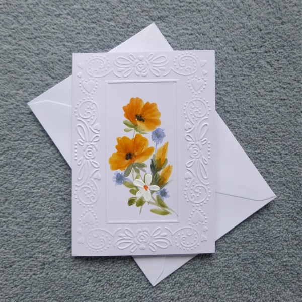 hand painted floral card ( ref F 286 )
