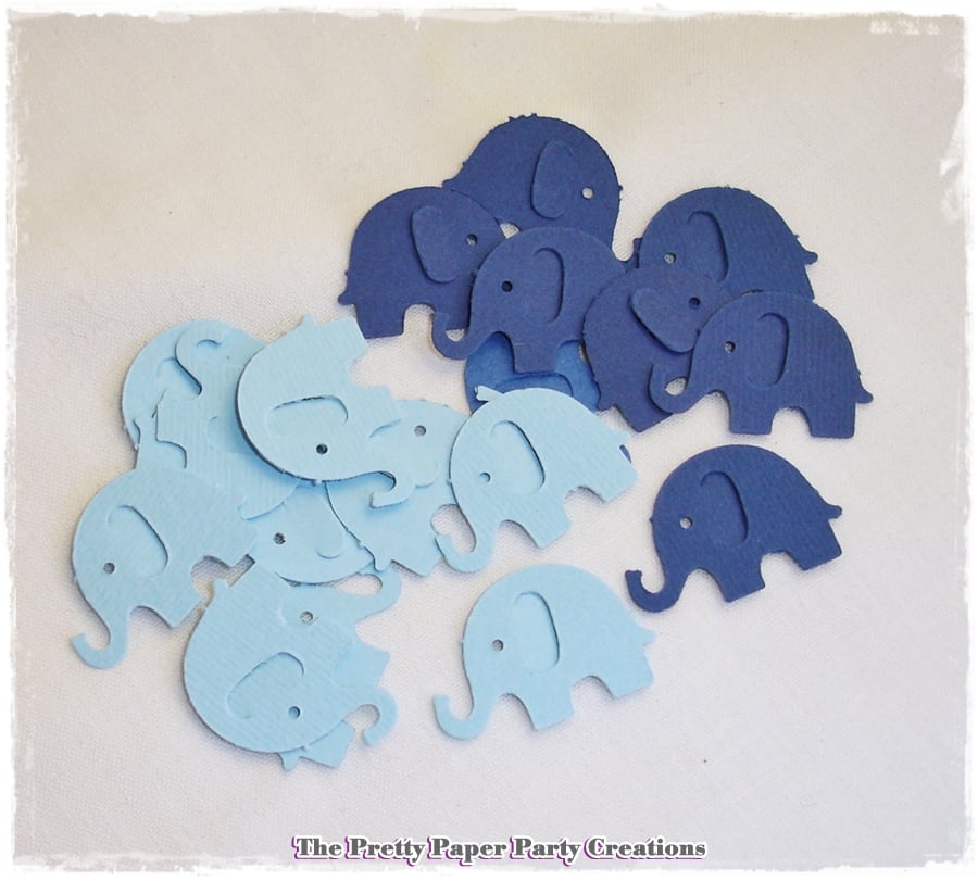 120 Mixed Blue Elephant Confetti, Cut-outs, table decoration 