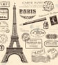 Gift Wrap Paris Design & Matching Tag-Eiffel Tower-Wrapping Paper-LG20 - Image 3