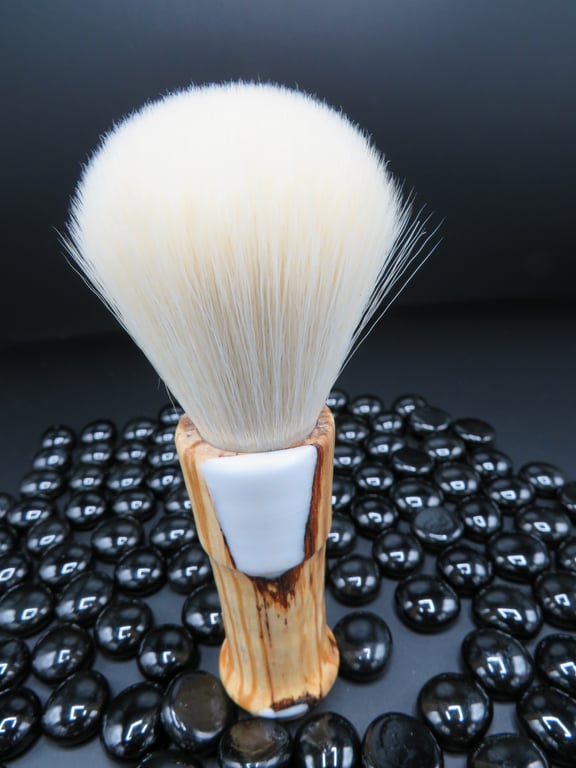 Handcrafted Shaving Brush Beech & White resin.SKU–SB 11
