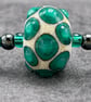 Cream and emerald green lampwork glass Swarovski Crystal and haematite necklace - Image 5