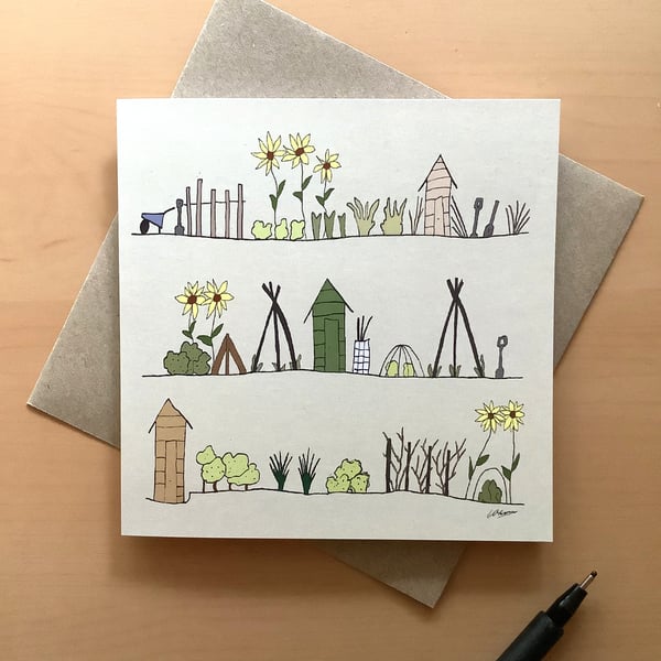 Greetings card - birthday card - the allotments