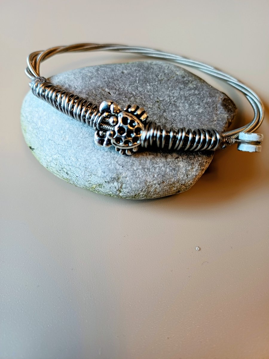 Up-Cycled Guitar String Bangle. A fab gift for a musician