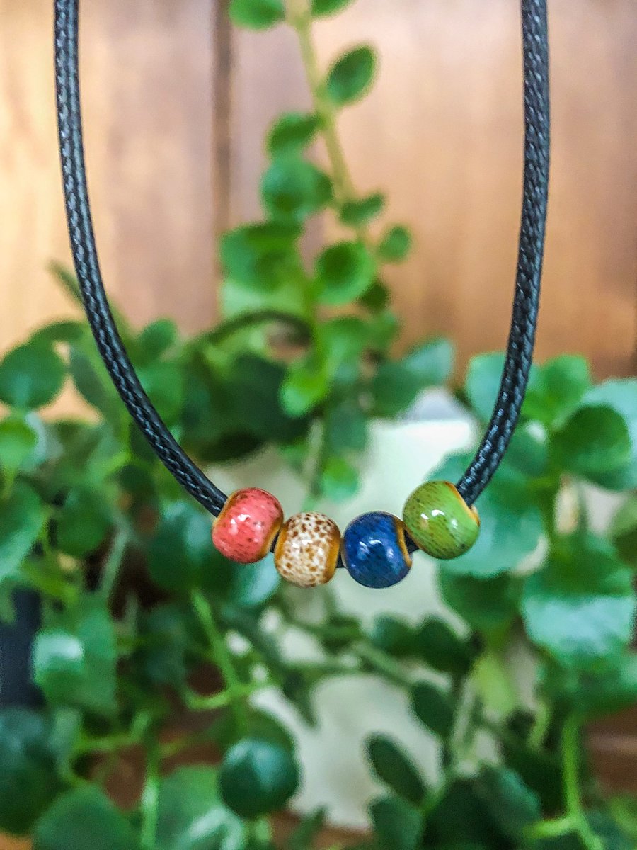 Ceramic Beaded Necklaces - Pink, Green, Blue & White
