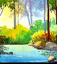 Woodland Pond, Watercolour Print in 14 x 11 '' Mount
