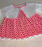 Babies dress and bolero sets in pink and white, ages 0-3 months 