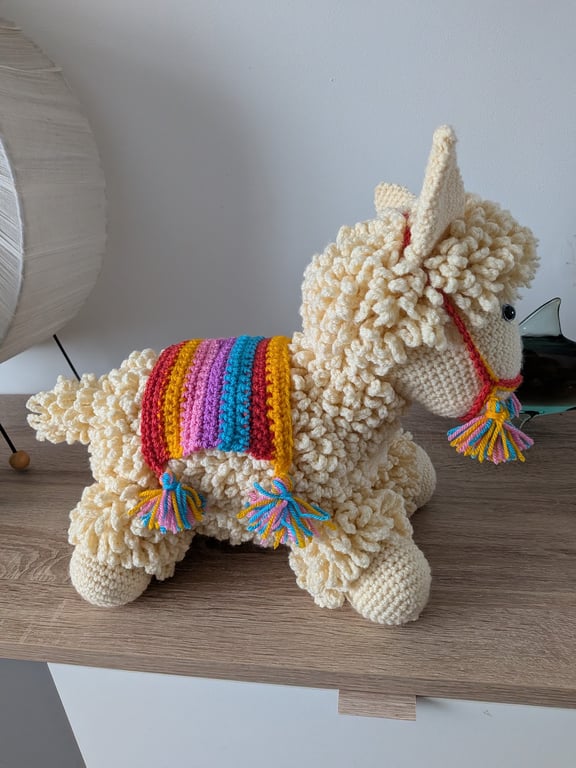 Large Crochet Cream Llama (Approx 30 cm tall)