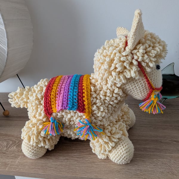 Large Crochet Cream Llama (Approx 30 cm tall)