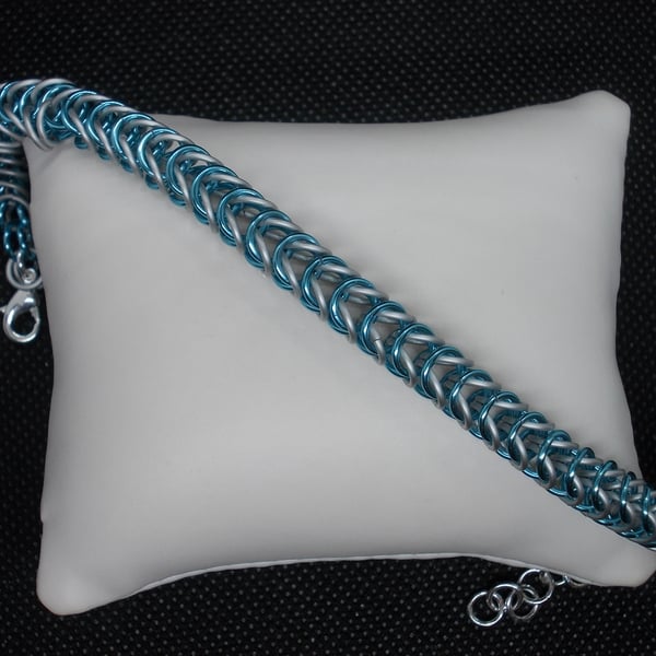 SALE - Frosty two tone box weave chainmaille bracelet