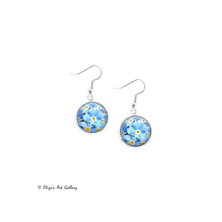 Silver Plated Forget Me Not Flower 16mm Earrings