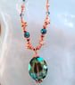 Rosegold And Blue Crystal Beaded Star Necklace 16 inch