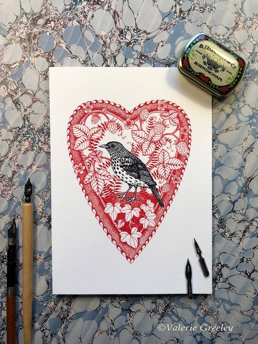 Singing Bird Blank card by Valerie Greeley