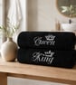 King & Queen Embroidered Hand Towel Set – Black & Silver