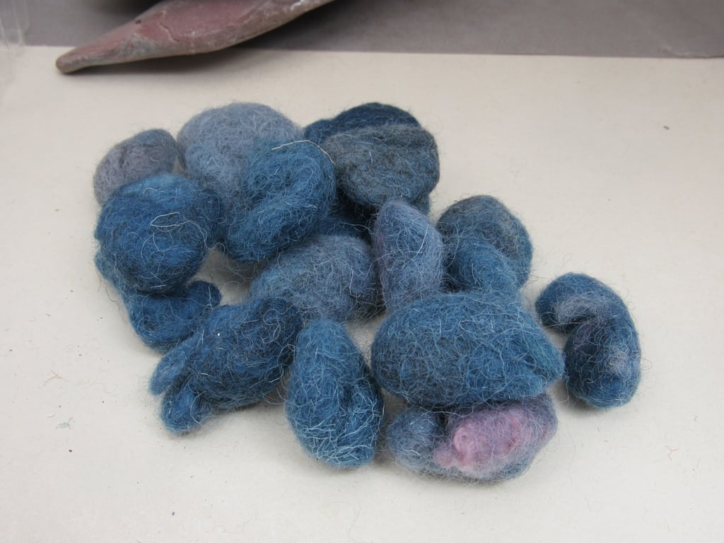 Small Multicolour Blue Purple Natural Dye Felt Nuggets II