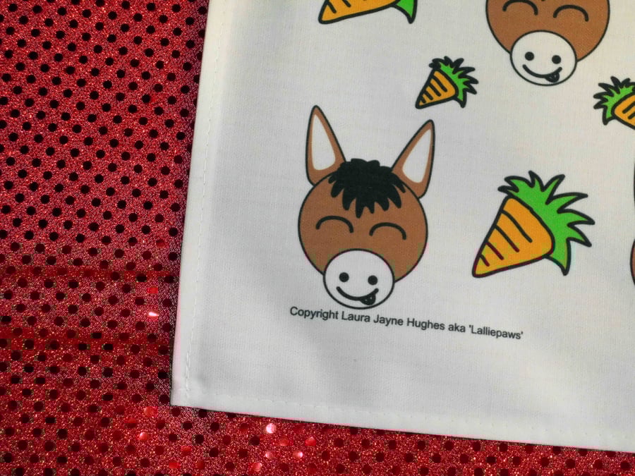 Donkey, carrots, tea towel, gift, novelty