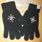 Large snowflakes SPARKLE GLOVES, Clear or AB sparkles, hand sparkled