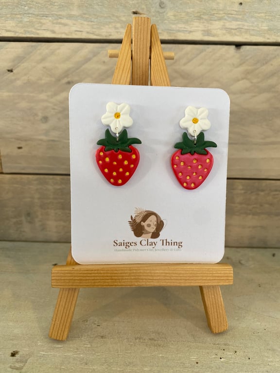 Strawberry Flower Earrings. 