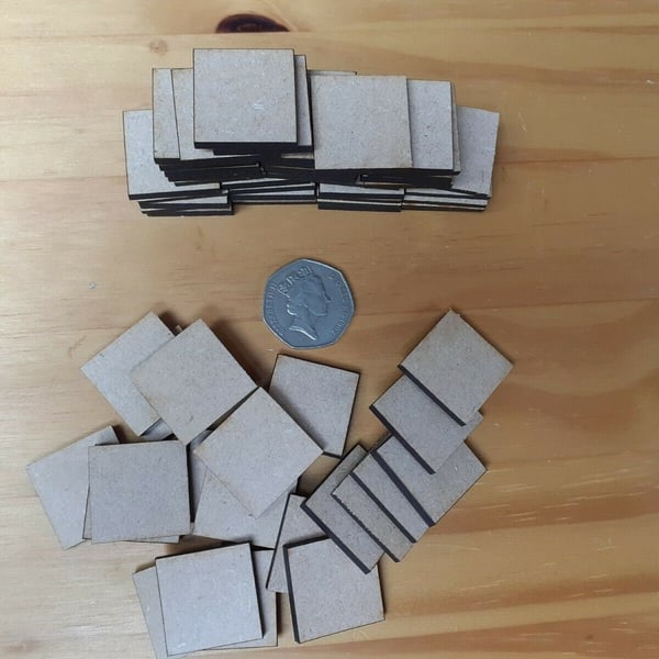 60x 25mm square MDF craft shapes 3mm blanks diy decoration plaque