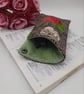 Cream and raspberry pink rose glasses case with dark grey popper fastening. - Image 4