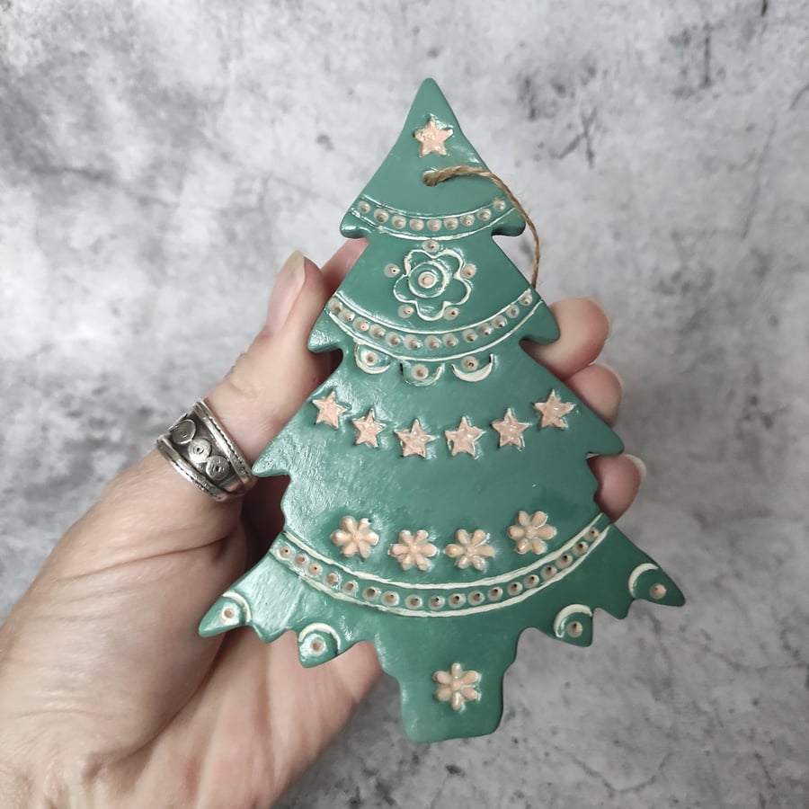 Rustic Nordic Tree Ornament, Handmade Christmas Yuletide Hanging Decoration
