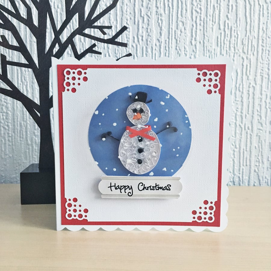 Christmas card - quilled snowman - personalised option available