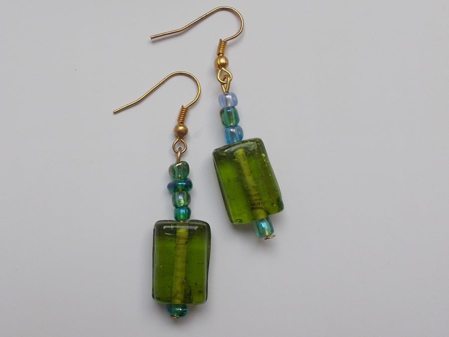 Gorgeous Green Glass Beaded Earrings