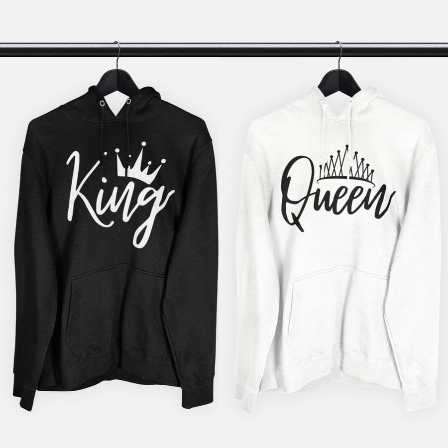 King Queen Couples Hoodie Set Valentines Anniversary Couple Gift Hooded
