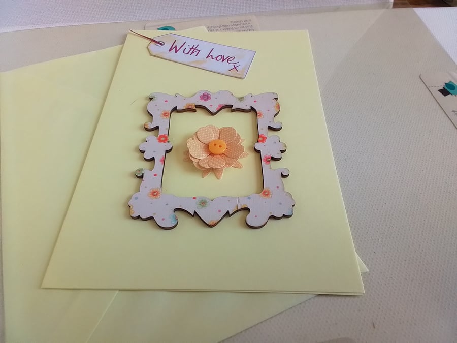 With love card. Blank card. Any occasion card. Flower card. Ref 117