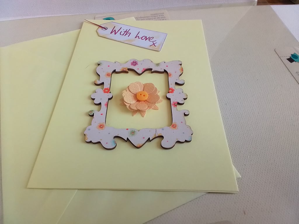 With love card. Blank card. Any occasion card. Flower card. Ref 117