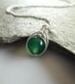 May birthstone necklace in emerald green, sterling silver green onyx necklace, 