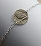 Owl Engraved Sterling Silver Coin Bracelet