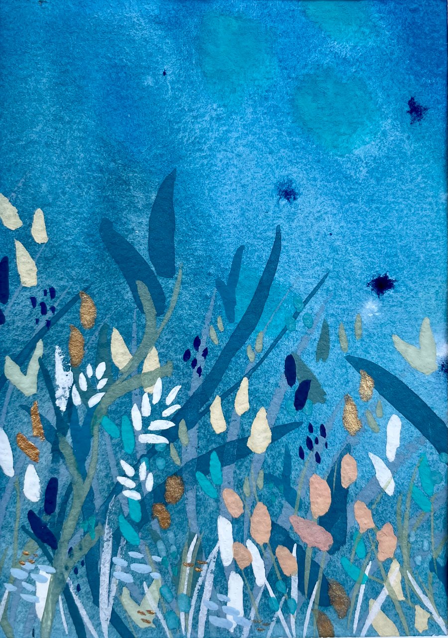 Winter Garden mounted ACEO Mixed Media Artwork 