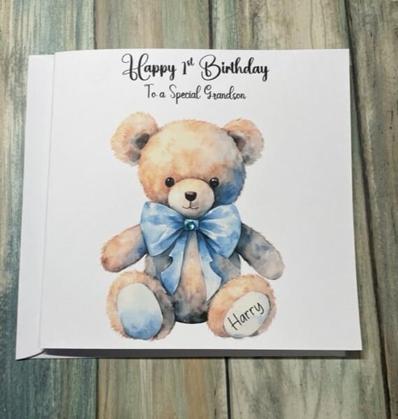 Personalised Baby Toddler Boys Birthday Card Handmade Happy First Birthday Card 