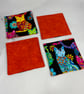 Cats coasters, Set of 4 fabric coasters, Handmade - Image 3