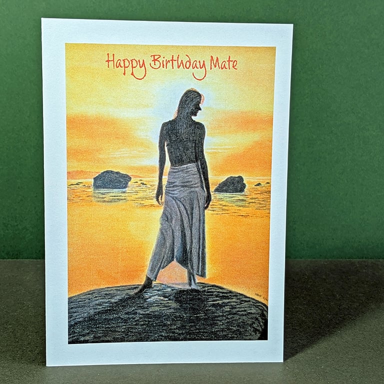 Beauty and the Beach Art Card: Blank or Personalised A6-Size Greetings Card