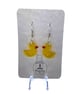 Polymer clay duck drop earrings on silver plated earhooks