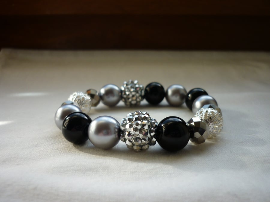 BLACK, GREY AND SILVER BRACELET.  808