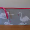 'Swan Pebble' Fabric Pencil Case Make Up Bag